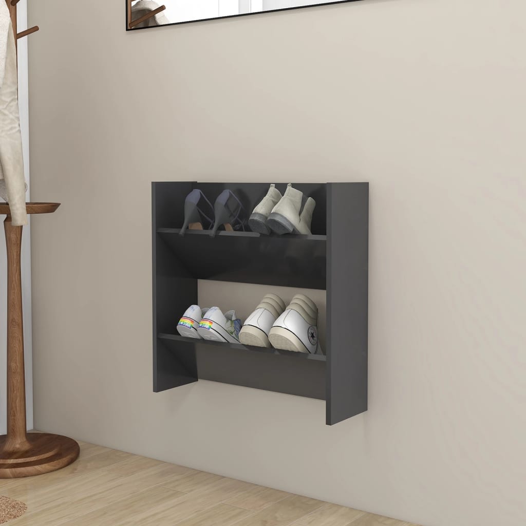 Wand-Schuhschrank Grau 60x18x60 cm Holzwerkstoff