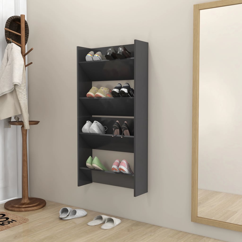 Wand-Schuhschränke 2 Stk. Grau 60x18x60 cm Holzwerkstoff