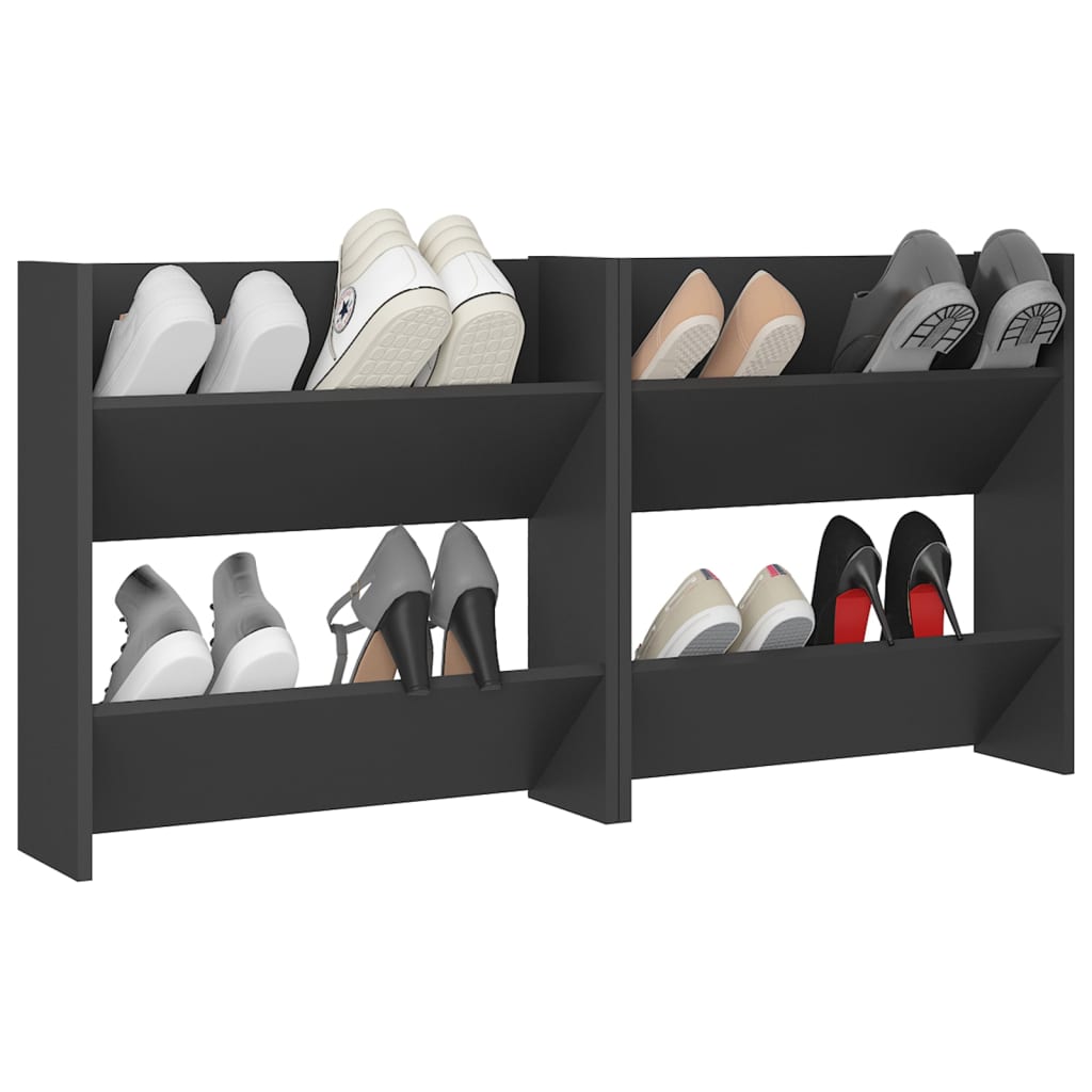 Wand-Schuhschränke 2 Stk. Grau 60x18x60 cm Holzwerkstoff