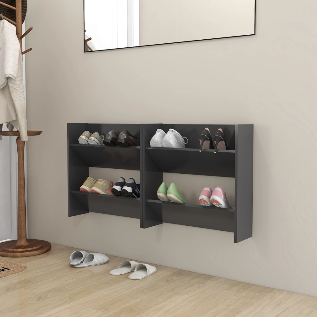 Wand-Schuhschränke 2 Stk. Grau 60x18x60 cm Holzwerkstoff