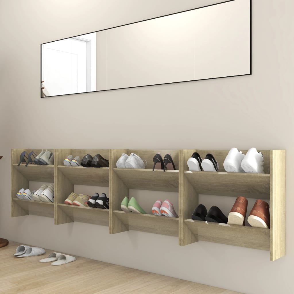 Wand-Schuhschränke 4 Stk. Sonoma-Eiche 60x18x60 cm Spanplatte