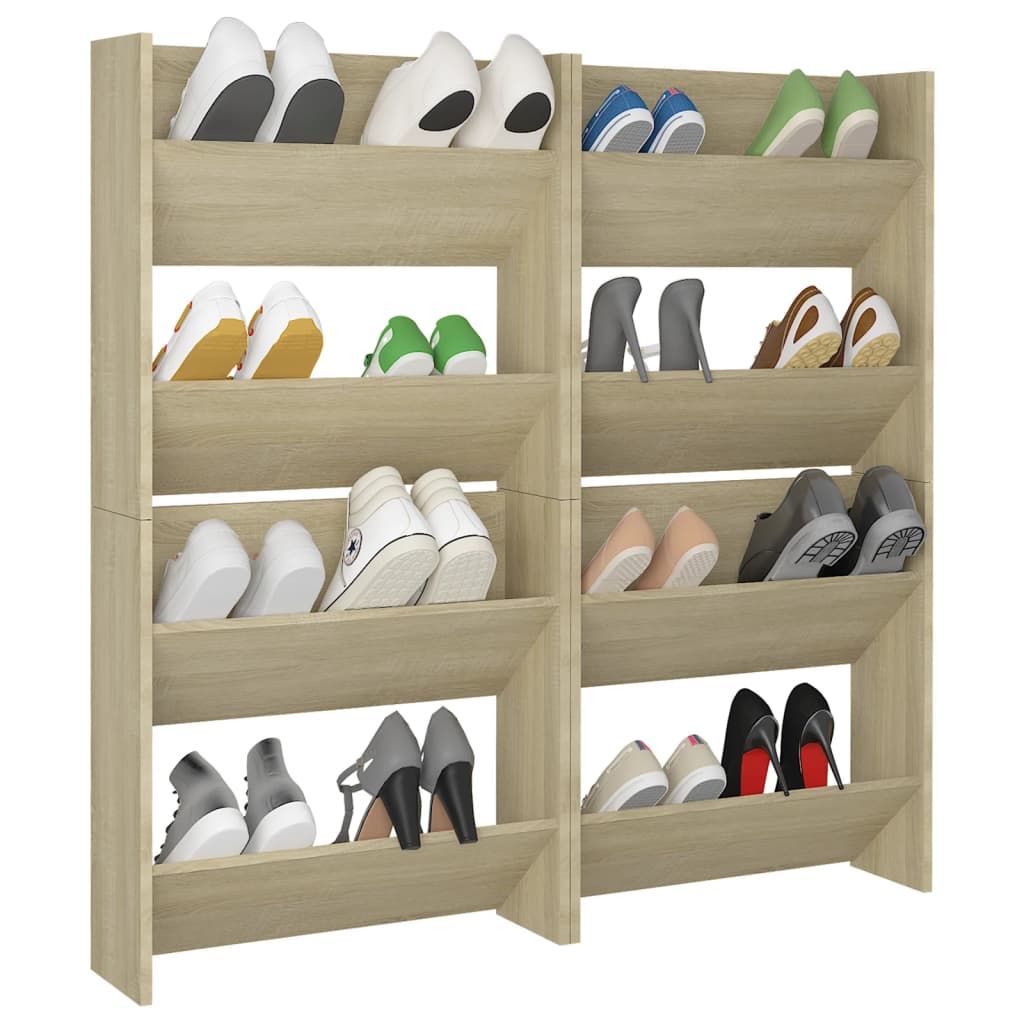 Wand-Schuhschränke 4 Stk. Sonoma-Eiche 60x18x60 cm Spanplatte