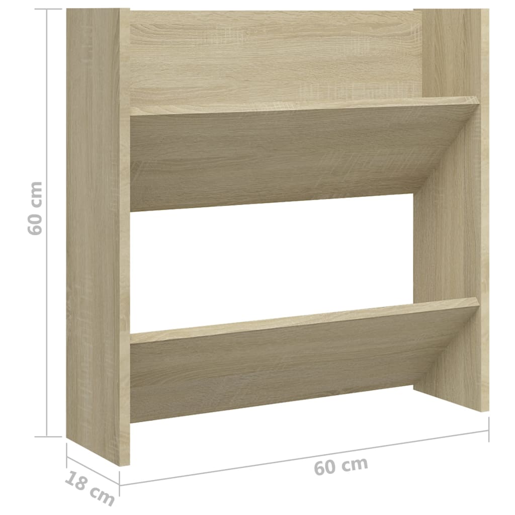Wand-Schuhschränke 4 Stk. Sonoma-Eiche 60x18x60 cm Spanplatte