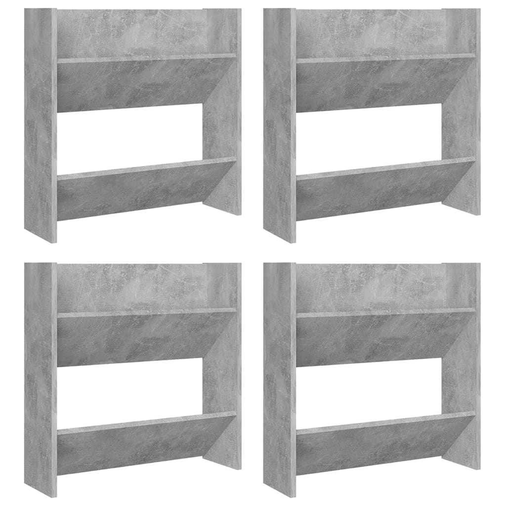 Wand-Schuhschränke 4 Stk. Betongrau 60x18x60 cm Spanplatte