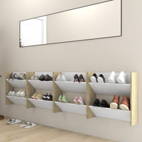 Thumbnail for Wand-Schuhschränke 4 Stk. Weiß & Sonoma-Eiche 60x18x60 cm