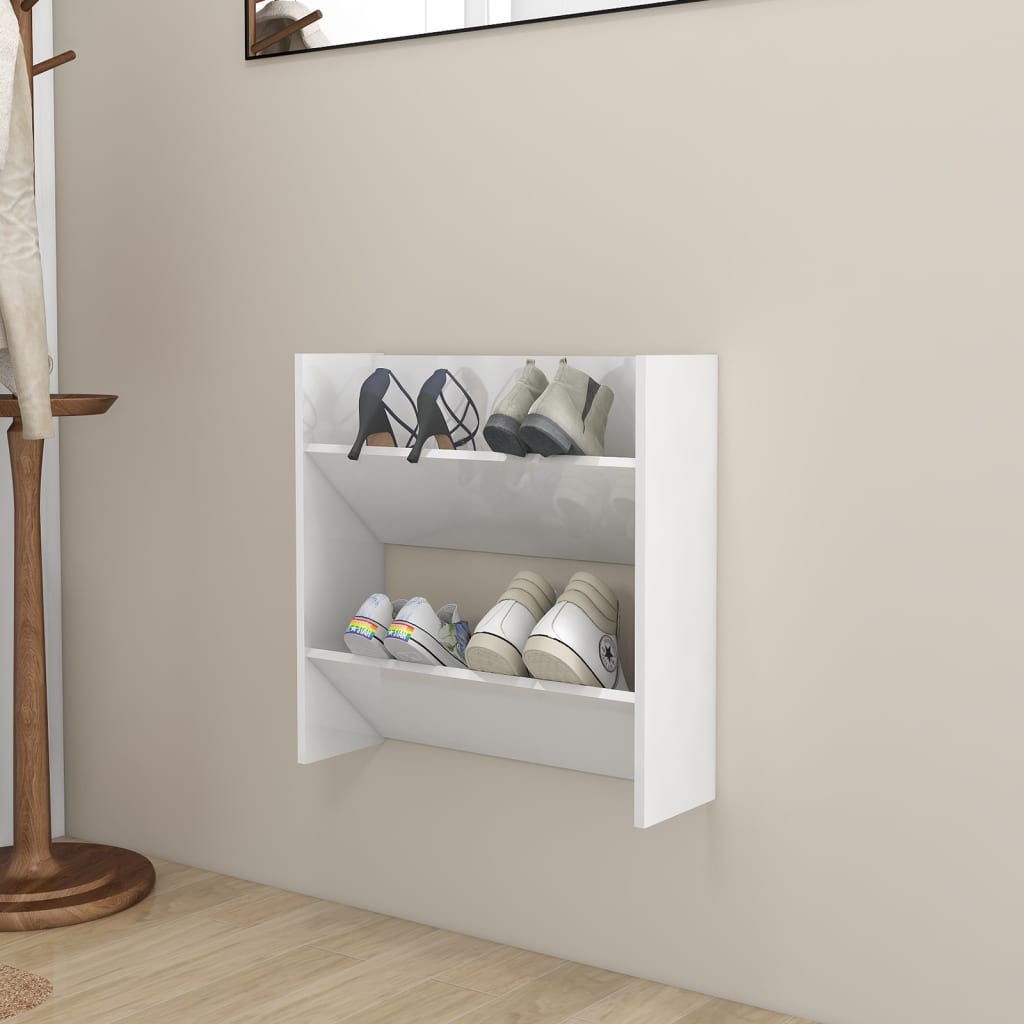 Wand-Schuhschrank Hochglanz-Weiß 60x18x60 cm Spanplatte