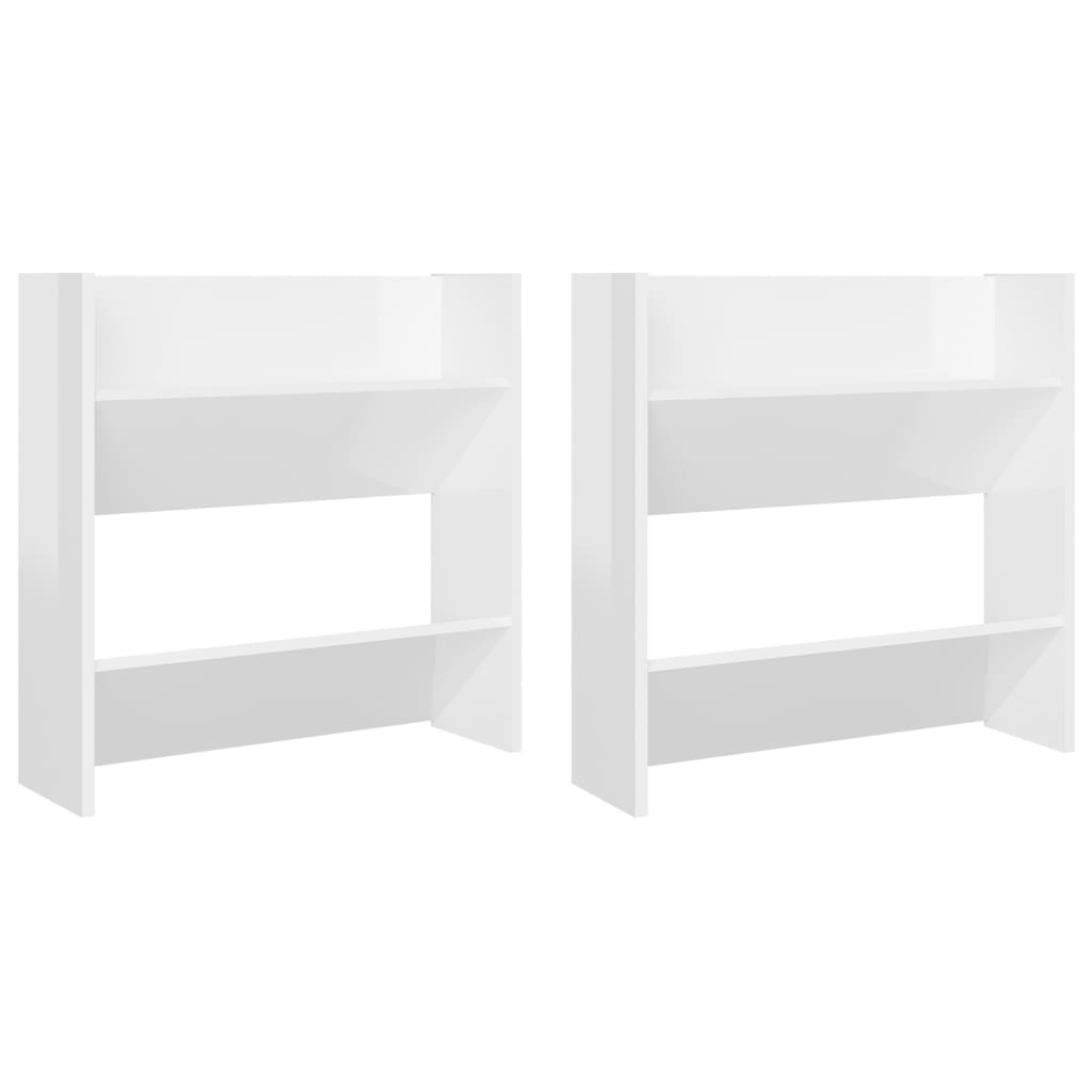 Wand-Schuhschränke 2 Stk. Hochglanz-Weiß 60x18x60 cm Spanplatte