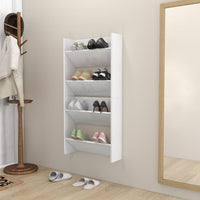 Thumbnail for Wand-Schuhschränke 2 Stk. Hochglanz-Weiß 60x18x60 cm Spanplatte