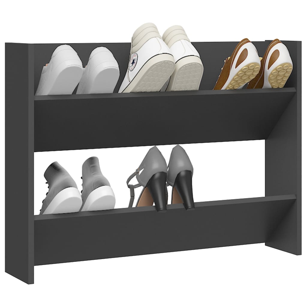Wand-Schuhschrank Grau 80x18x60 cm Spanplatte