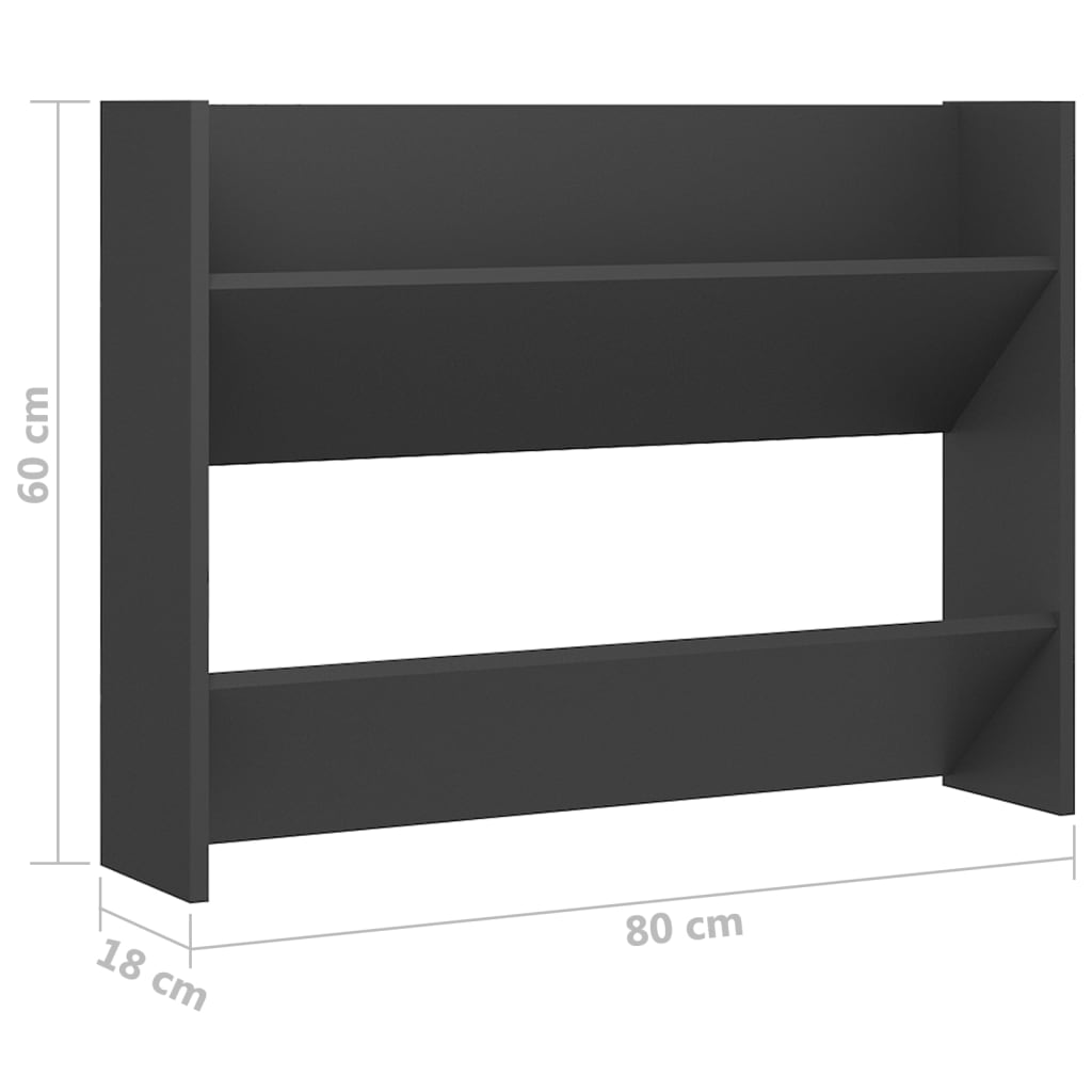 Wand-Schuhschrank Grau 80x18x60 cm Spanplatte