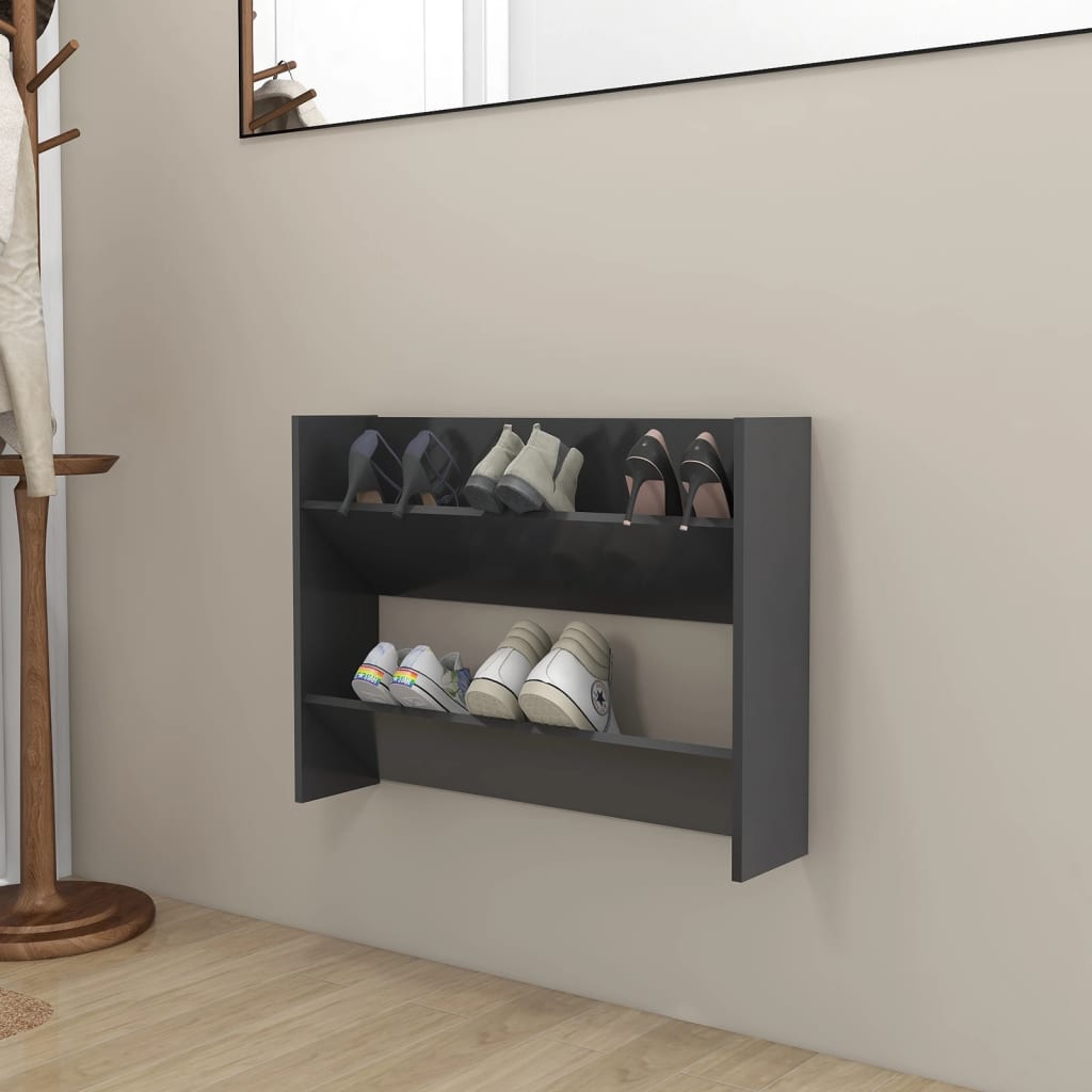 Wand-Schuhschrank Grau 80x18x60 cm Spanplatte