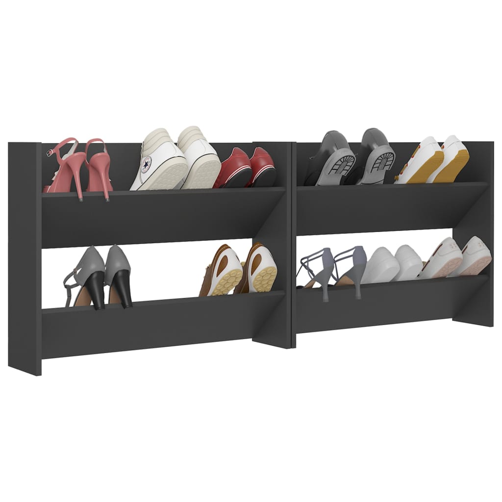Wand-Schuhschränke 2 Stk. Grau 80x18x60 cm Holzwerkstoff