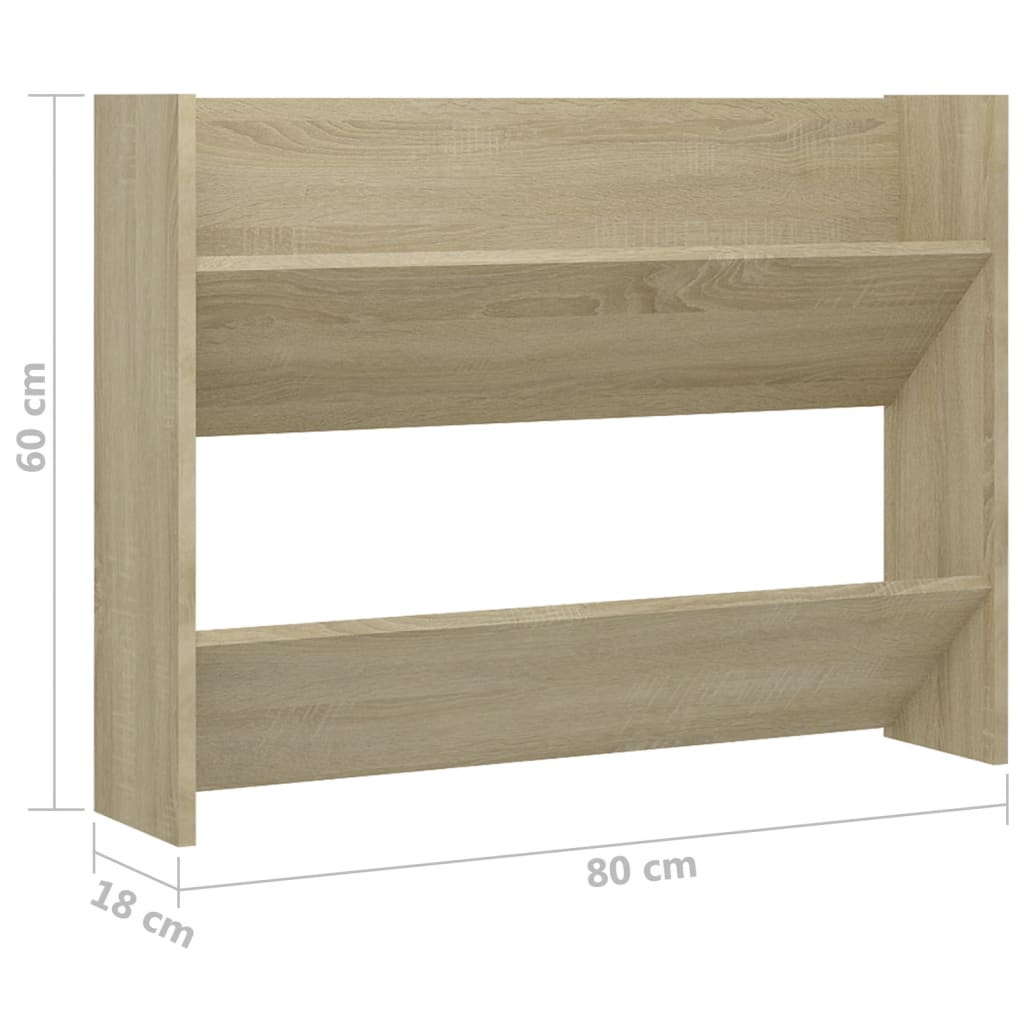 Wand-Schuhschränke 2 Stk. Sonoma-Eiche 80x18x60cm Holzwerkstoff