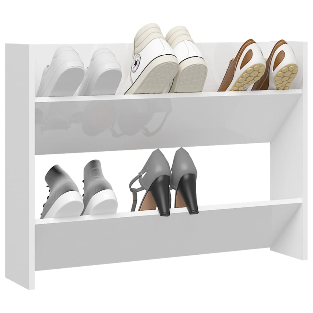 Wand-Schuhschrank Hochglanz-Weiß 80x18x60 cm Spanplatte