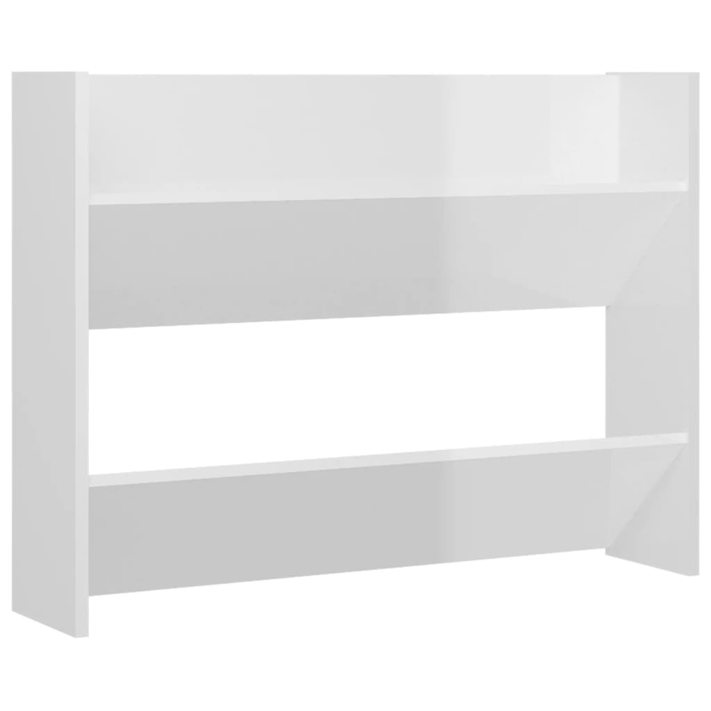 Wand-Schuhschränke 2 Stk. Hochglanz-Weiß 80x18x60 cm Spanplatte