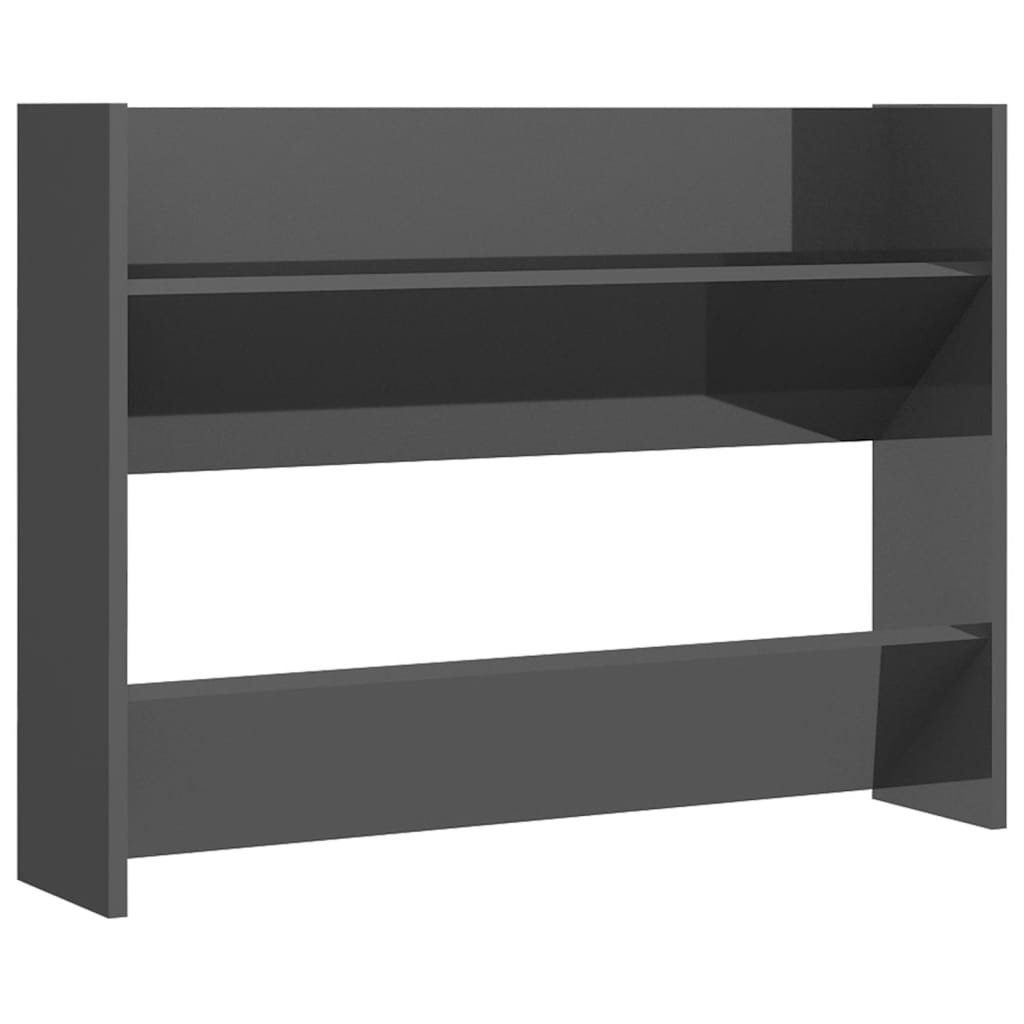 Wand-Schuhschrank Hochglanz-Grau 80x18x60 cm Spanplatte