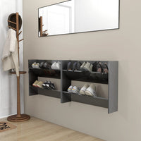 Thumbnail for Wand-Schuhschränke 2 Stk. Hochglanz-Grau 80x18x60cm