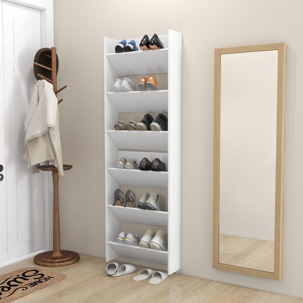 Wand-Schuhschränke 2 Stk. Weiß 60x18x90 cm Holzwerkstoff