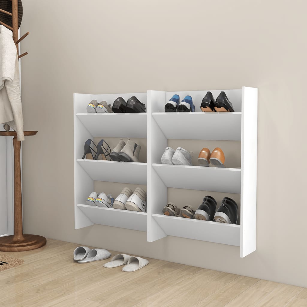 Wand-Schuhschränke 2 Stk. Weiß 60x18x90 cm Holzwerkstoff