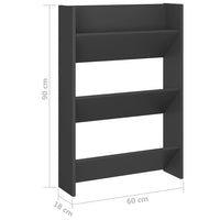 Thumbnail for Wand-Schuhschrank Grau 60x18x90 cm Spanplatte