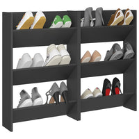 Thumbnail for Wand-Schuhschränke 2 Stk. Grau 60x18x90 cm Spanplatte
