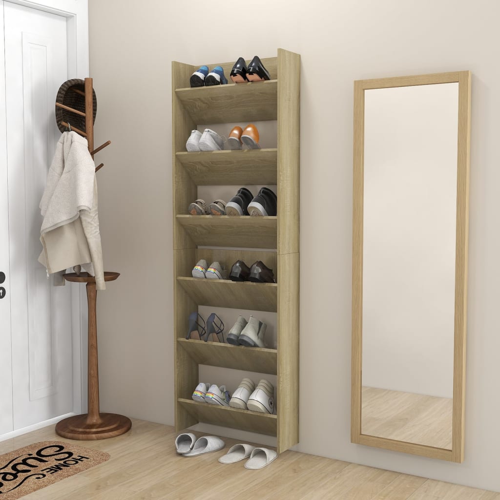 Wand-Schuhschränke 2 Stk. Sonoma-Eiche 60x18x90cm Holzwerkstoff