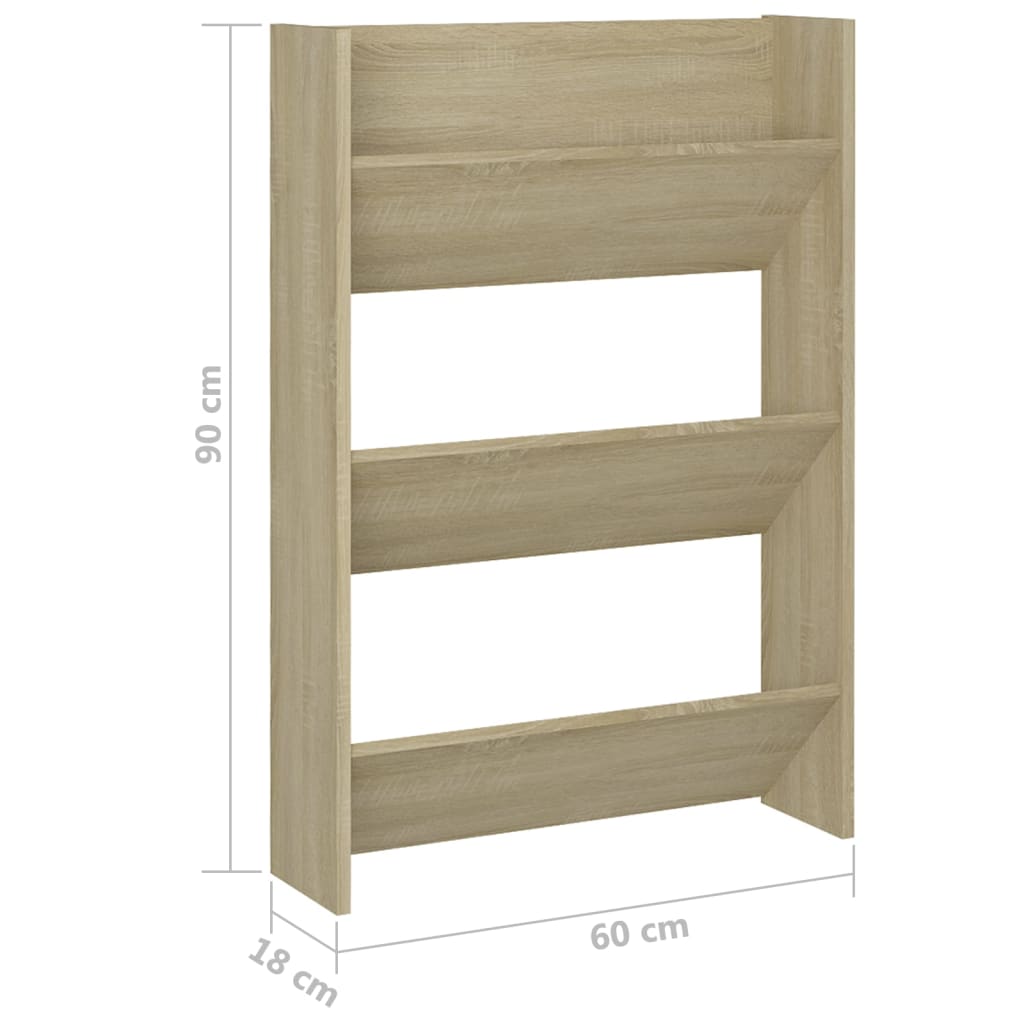 Wand-Schuhschränke 2 Stk. Sonoma-Eiche 60x18x90cm Holzwerkstoff