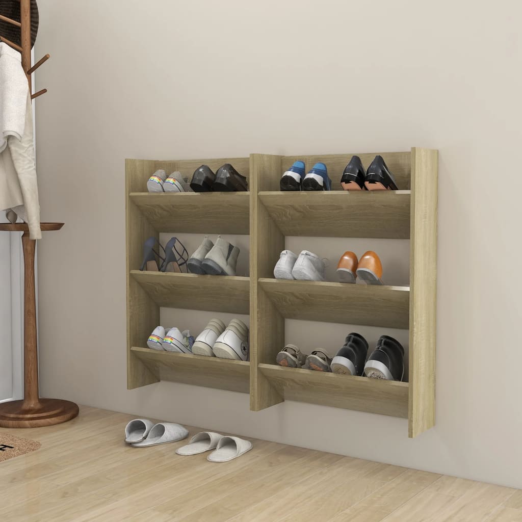 Wand-Schuhschränke 2 Stk. Sonoma-Eiche 60x18x90cm Holzwerkstoff