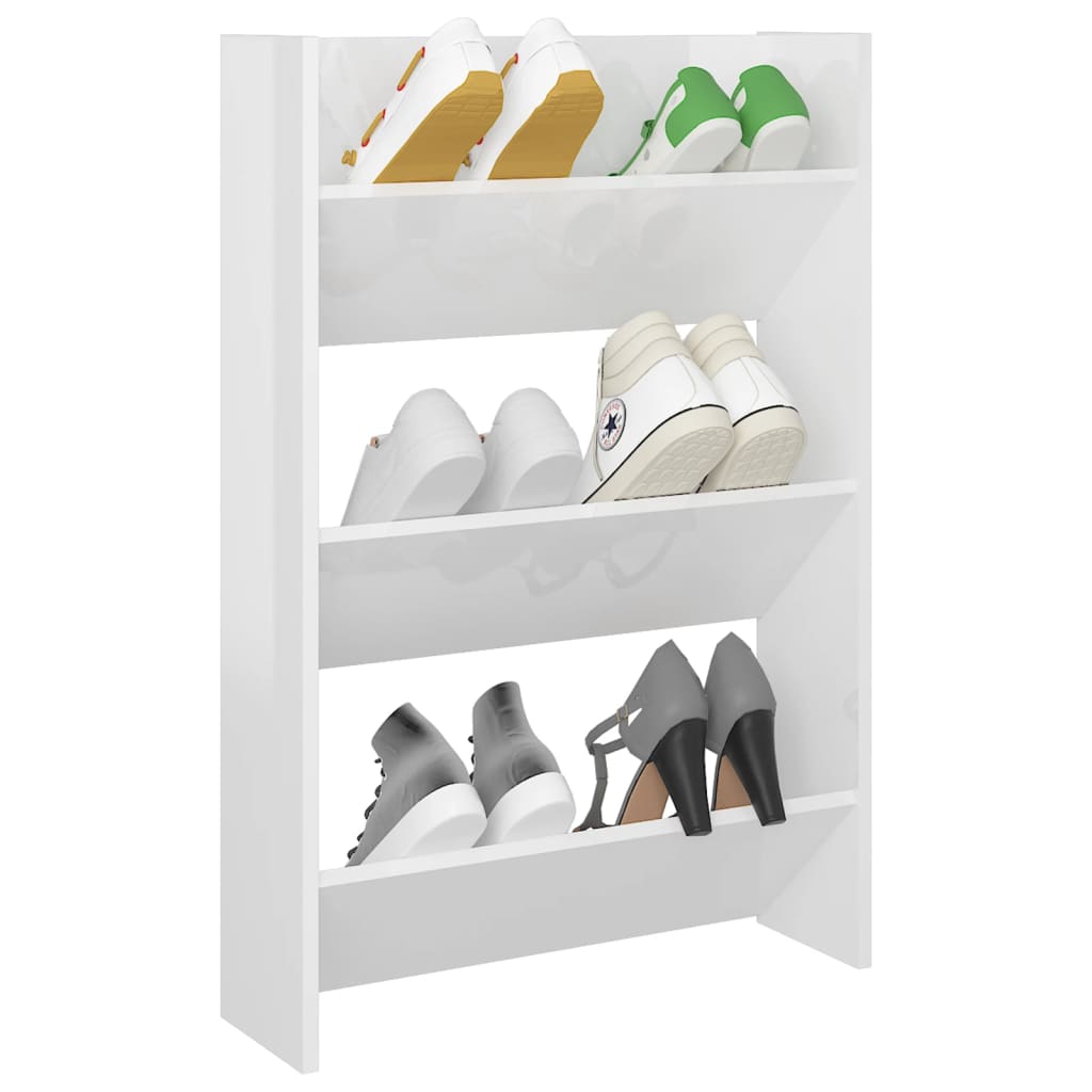 Wand-Schuhschrank Hochglanz-Weiß 60x18x90 cm Spanplatte