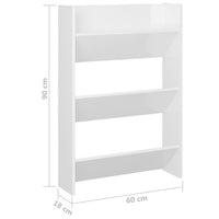 Thumbnail for Wand-Schuhschrank Hochglanz-Weiß 60x18x90 cm Spanplatte