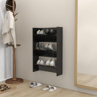 Thumbnail for Wand-Schuhschrank Hochglanz-Schwarz 60x18x90 cm Holzwerkstoff