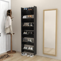 Thumbnail for Wand-Schuhschränke 2 Stk. Hochglanz-Schwarz 60x18x90 cm