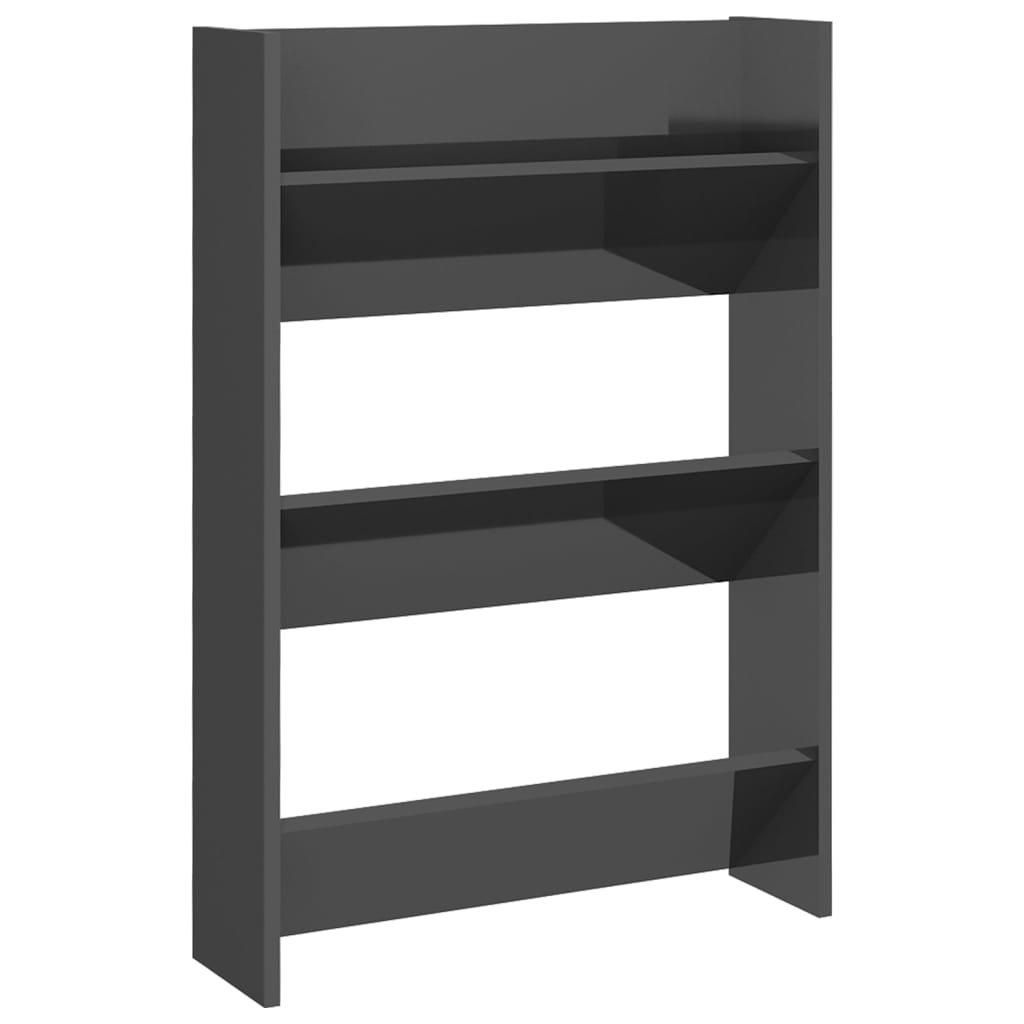 Wand-Schuhschrank Hochglanz-Grau 60x18x90 cm Spanplatte