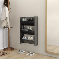 Thumbnail for Wand-Schuhschrank Hochglanz-Grau 60x18x90 cm Spanplatte