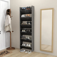 Thumbnail for Wand-Schuhschränke 2 Stk. Hochglanz-Grau 60x18x90 cm Spanplatte
