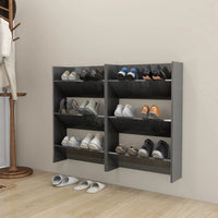 Thumbnail for Wand-Schuhschränke 2 Stk. Hochglanz-Grau 60x18x90 cm Spanplatte