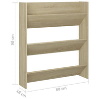 Thumbnail for Wand-Schuhschrank Sonoma-Eiche 80x18x90 cm Holzwerkstoff