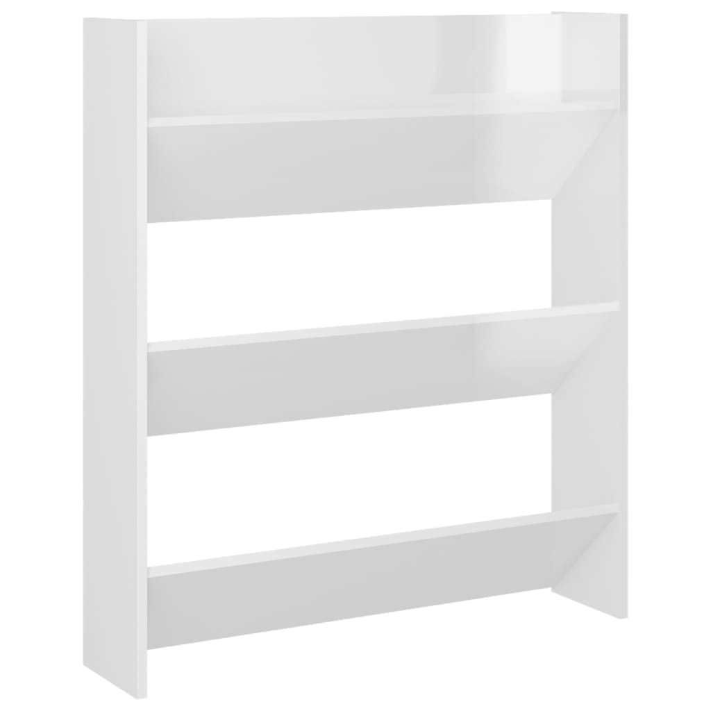 Wand-Schuhschrank Hochglanz-Weiß 80x18x90 cm Spanplatte