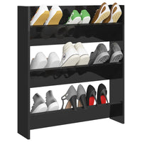 Thumbnail for Wand-Schuhschrank Hochglanz-Schwarz 80x18x90 cm Holzwerkstoff