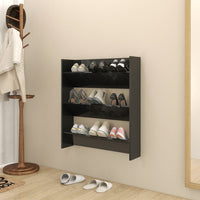 Thumbnail for Wand-Schuhschrank Hochglanz-Schwarz 80x18x90 cm Holzwerkstoff