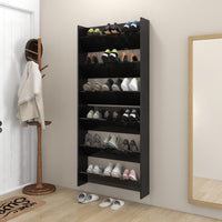 Thumbnail for Wand-Schuhschränke 2 Stk. Hochglanz-Schwarz 80x18x90cm