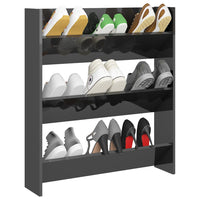 Thumbnail for Wand-Schuhschrank Hochglanz-Grau 80x18x90 cm Holzwerkstoff