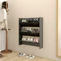 Thumbnail for Wand-Schuhschrank Hochglanz-Grau 80x18x90 cm Holzwerkstoff