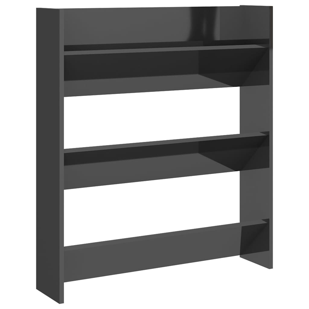 Wand-Schuhschränke 2 Stk. Hochglanz-Grau 80x18x90 cm Spanplatte