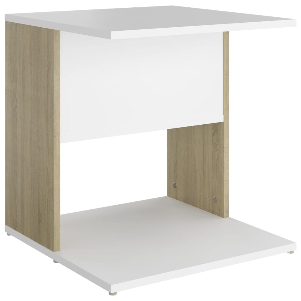 Beistelltisch Weiß und Sonoma-Eiche 45x45x48 cm Holzwerkstoff
