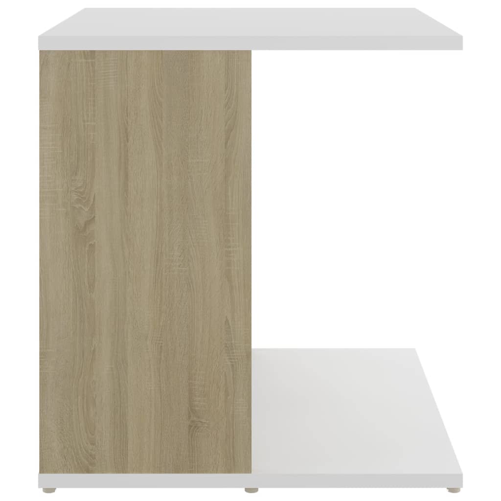 Beistelltisch Weiß und Sonoma-Eiche 45x45x48 cm Holzwerkstoff