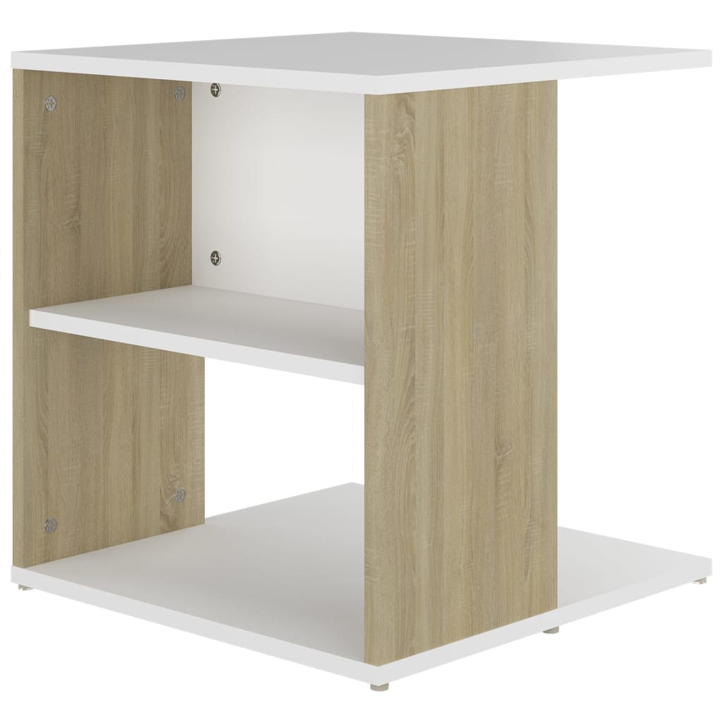 Beistelltisch Weiß und Sonoma-Eiche 45x45x48 cm Holzwerkstoff