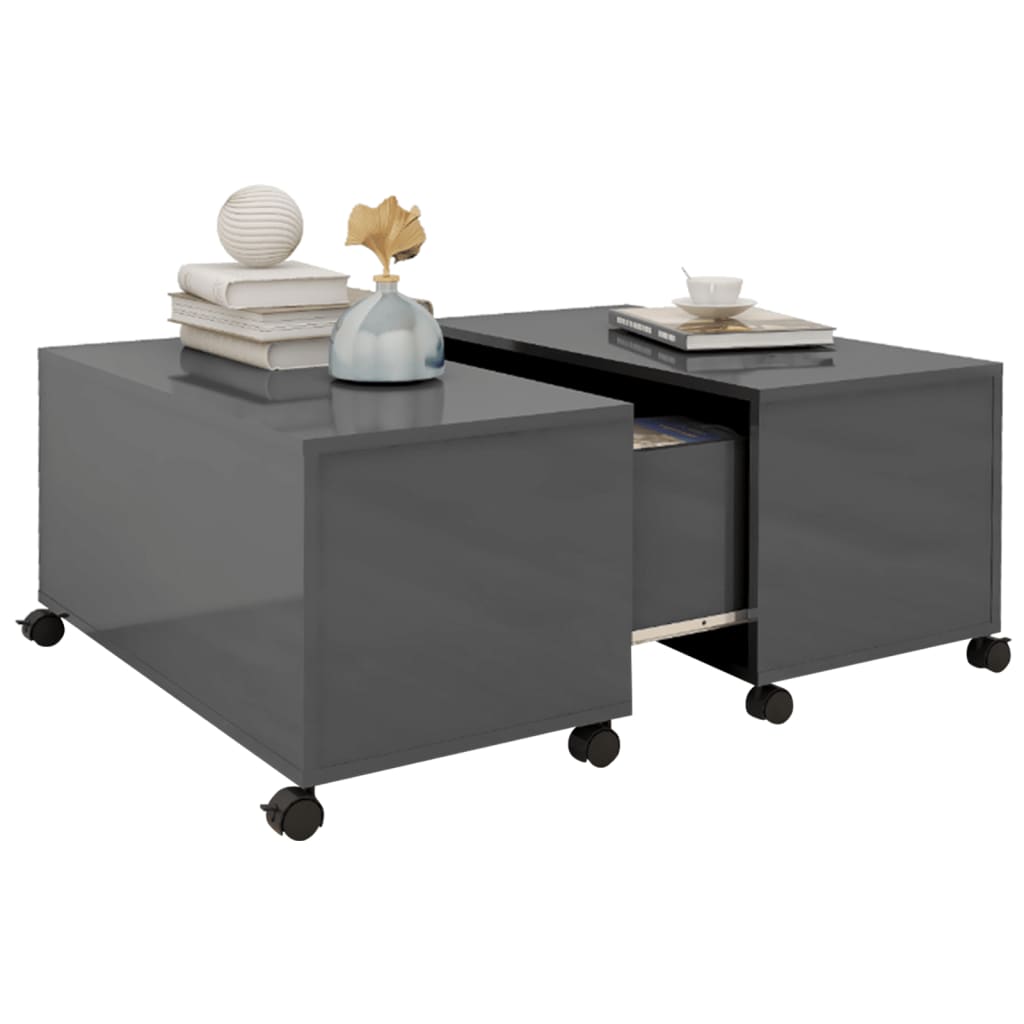 Couchtisch Hochglanz-Grau 75x75x38 cm Spanplatte