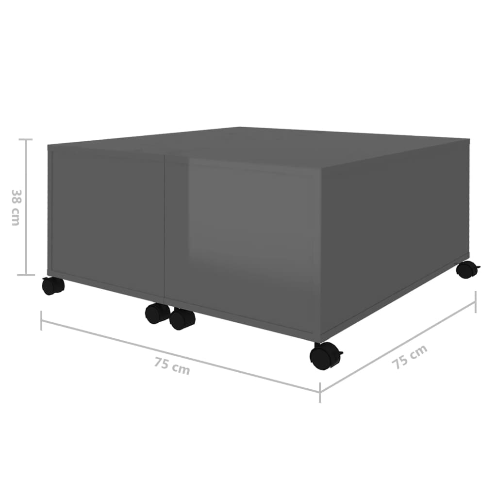 Couchtisch Hochglanz-Grau 75x75x38 cm Spanplatte