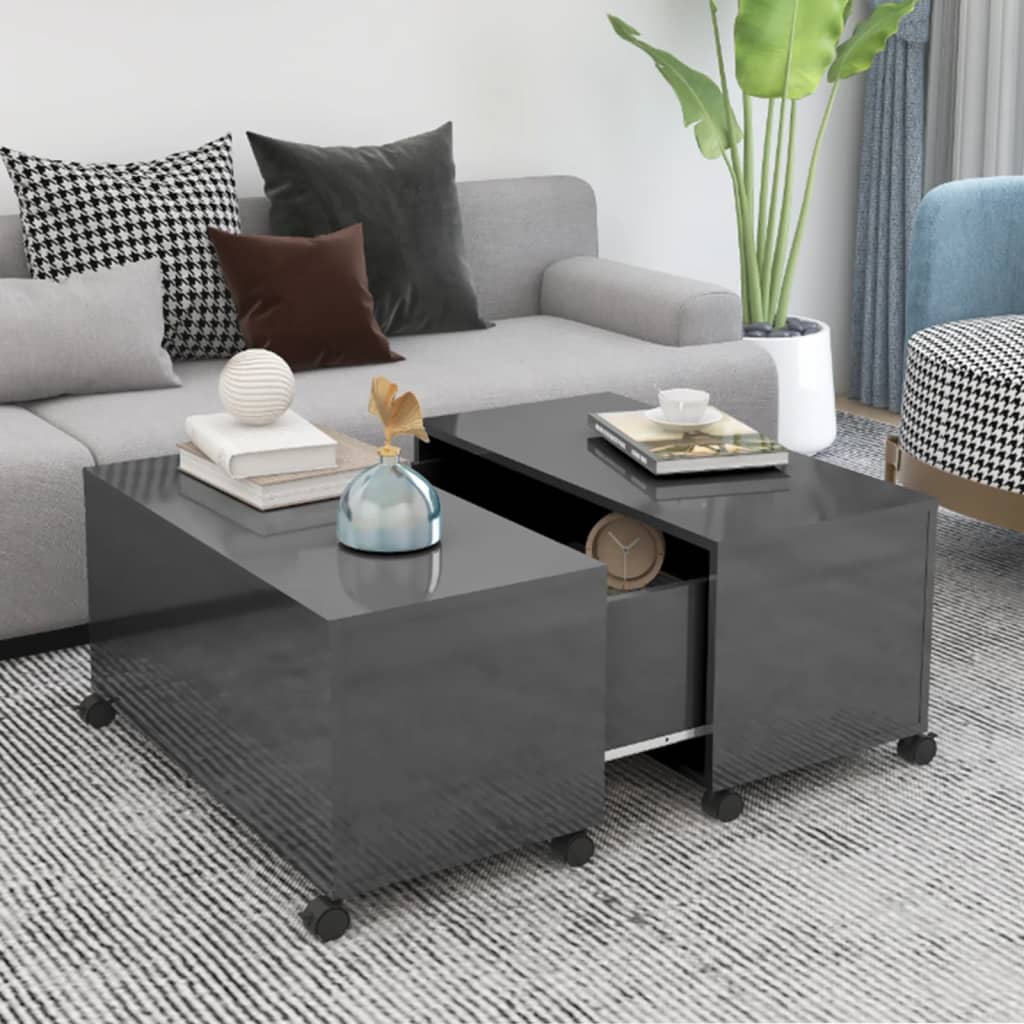 Couchtisch Hochglanz-Grau 75x75x38 cm Spanplatte